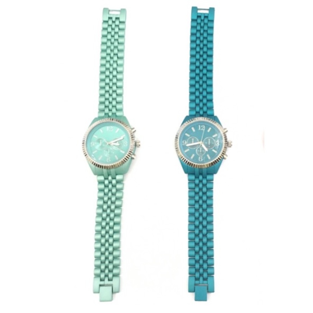 Metal Strap Aqua Blue Watch